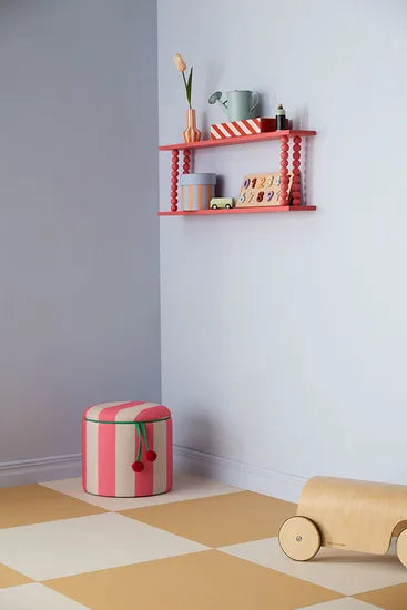 Pouffe cylinder listras pink