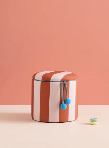 Pouffe cylinder listras terra