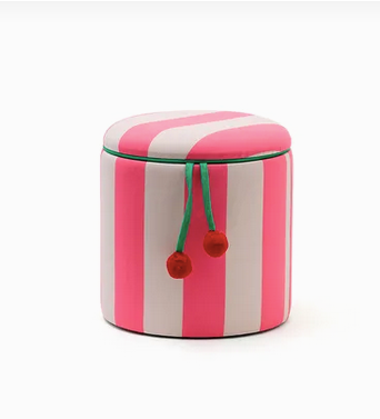 Pouffe cylinder listras pink