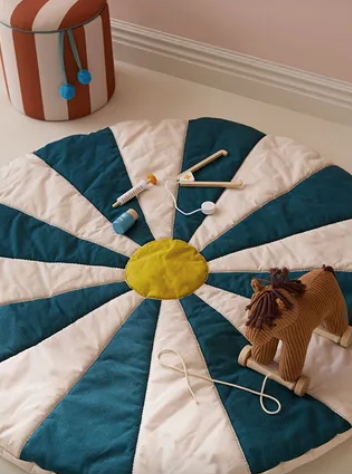 Tapete de brincar circo azul-petróleo