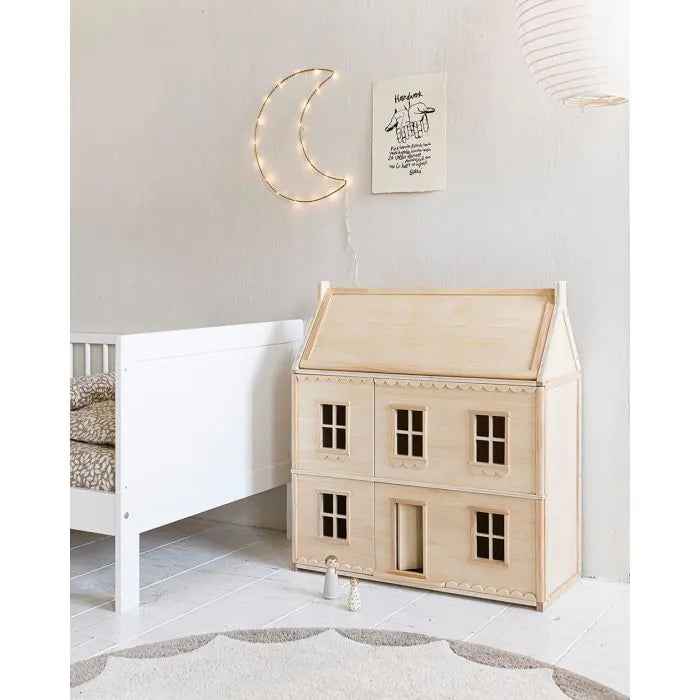 CLASSIC NATURAL WOODEN DOLLS HOUSE