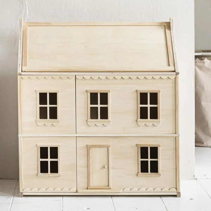 CLASSIC NATURAL WOODEN DOLLS HOUSE