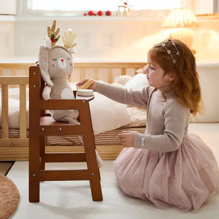 Wooden doll highchair Dark walnut